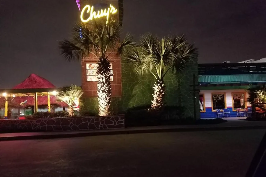 Sign, Patio & Palms
